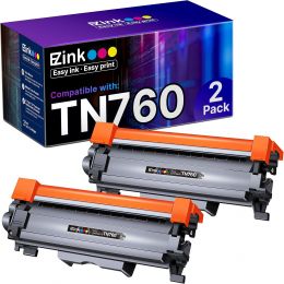 E-Z Ink TN760 Toner for Brother Printer TN-760 TN 760, Bundle of 2