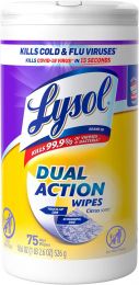 Lysol Dual Action Disinfectant Wipes 75ct, Bundle of 5