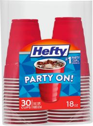 Hefty Party On Disposable Plastic Party Cups Plastic 30 Count, 18 Oz, Bundle of 4