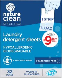 Nature Clean Eco Friendly Laundry Detergent Sheets Plastic Hypoallergenic, Bundle of 2