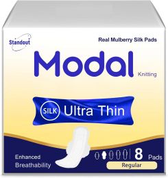 MODAL Silk-Ultra Thin Sanitary Pads 8 Count, Bundle of 6
