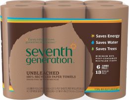 Seventh Generation Unbleached Paper Towels Pack of 4, 6 Count