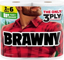 Brawny Tear-A-Square 3-Ply Paper Towels, Bundle of 4