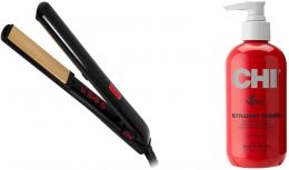 CHI PRO G2 Digital Titanium Infused Ceramic 1" Straightening Hairstyling Iron & Straight Guard Smoothing