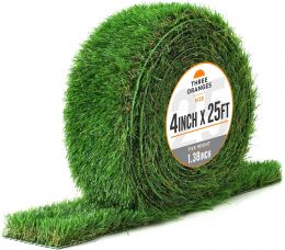THREE ORANGES 4 Inch x 25 Ft Artificial Grass Roll 4 Inch, 25 Ft