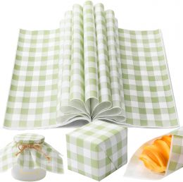 FoldTier 100 Pcs Green Checkered Wax Paper Sheets for, Bundle of 2