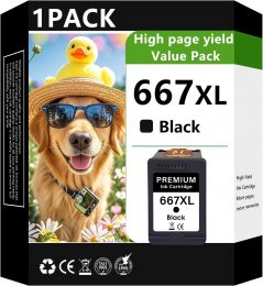 JYZBRW 667XL Black Ink Cartridge Compatible for HP Ink667