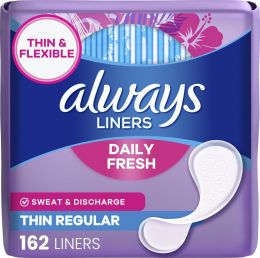 Always Panty Liners for Women Thin No Feel Protection 162 Count, Bundle of 3
