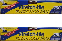 KIRKLAND Signature Stretch Tite Plastic Food Wrap 11 7/8 Inch X 750 SQ. FT. Pack 2 Plastic 8 Inch