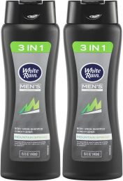 White Rain Mens 3 in 1 Body Wash Shampoo Conditioner Pack of 2, 3 in, Bundle of 2