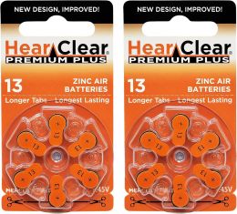 Hear Clear HearClear Size 13 PR48 1.45V Hearing Aid Batteries, Bundle of 4