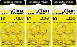 Hear Clear HearClear Size 10 PR230 1.45V Hearing Aid Batteries, Bundle of 3