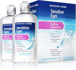Bausch + Lomb Sensitive Eyes Saline Solution for Contacts 2-Pack, 12 oz, Bundle of 3