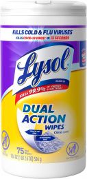 Lysol Dual Action Disinfectant Wipes 75ct, Bundle of 6