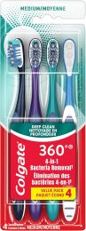 Colgate 360 Deep Clean 4-in-1 Bacteria Removal Toothbrushes 4 Pack, Bundle of 3
