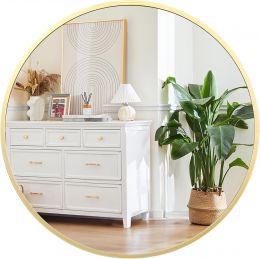 GAOMON Gold Round Mirror Metal 30 Inch