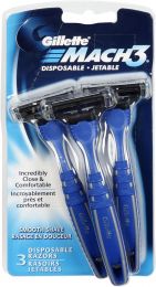 Gillette Mach3 Men's Disposable Razors 3 Count, Bundle of 3