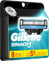 Gillette Mach3 Replacement 8 Cartridges, Bundle of 2