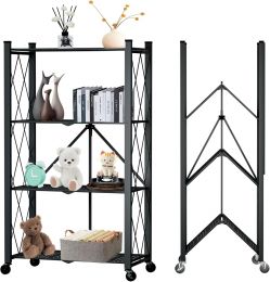 Yuanjimi 4 Tier Foldable Storage Shelf with Metal Foldable