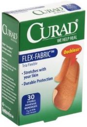 Curad Flex-Fabric 30 count, 4 Inches, 3 Inches, Bundle of 4