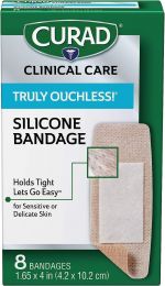 Curad Truly Ouchless Plastic Bandages Plastic 8 Count, Bundle of 3