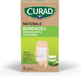 Curad Naturals Aloe Vera & Vitamin E Bandages 2", Bundle of 4