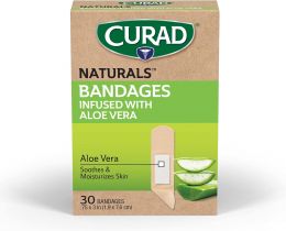 Curad Naturals Aloe Vera & Vitamin E Bandages 3 in, 75 x 3 in, Bundle of 4