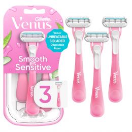 Gillette Venus Sensitive Women's Disposable Razors - Single Package of, Bundle of 3
