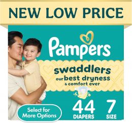 Pampers Swaddlers Diapers Hypoallergenic 44 Count, 50 lbs, Bundle of 2