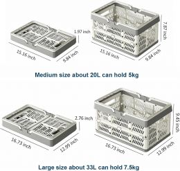 YTAONS Collapsible Storage Crate with Handles Plastic Foldable 20L, Bundle of 2