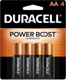 DURACELL Alkaline Powerboost AA4 Battery 4 Count, Bundle of 4