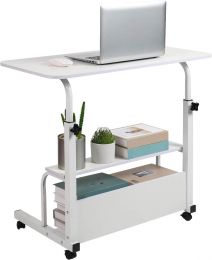 Dekhaoxe Adjustable Height Mobile Computer Desk with Wheels White 7 Inches, 5X15
