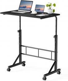 DUMOS 31.5" Adjustable Height Mobile Desk with Locking Wheels Portable
