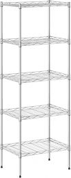 Furinno Wayar 5-Tier Metal Storage Shelf Rack Stainless Steel Metal 17 x 12 x 48