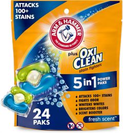 Arm & Hammer plus OxiClean 5-in-1 Power Paks 24 Count, Bundle of 3