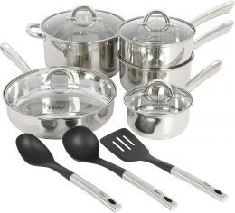 Oster Sangerfield 12-Piece Stainless Steel Cookware Set With Stainless Steel Oven Safe 12-Piece