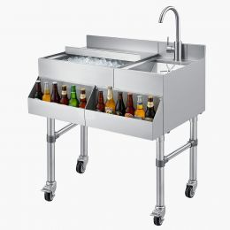 VEVOR Commercial Ice Bin with Sink & Faucet Stainless Steel