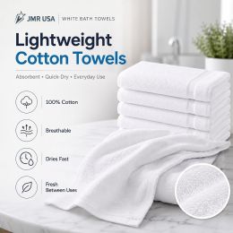 Jmr Usa Inc. White Cotton Bath Towels 12-Pack Cotton 12-Pack, 20x40