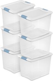Sterilite 25 Quart Latching Box Plastic 6 Pack