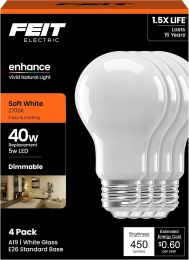 Feit Electric A19 LED Light Bulb Glass Electric 4 Pack, Bundle of 2