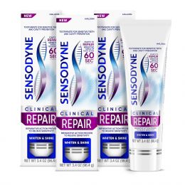 Sensodyne Clinical Repair Whiten & Shine Toothpaste for Sensitivity 3 Pack, 3.4 oz