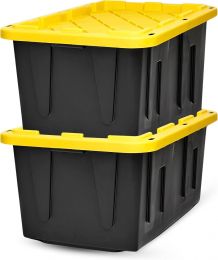 HOMZ Durabilt Plastic Storage Bins with Lids Plastic 2 Pack, 27 Gal