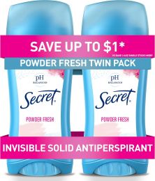Secret Anti-Perspirant Deodorant Invisible Solid Powder Fresh Twin Pack 5.20 5.20 oz, Bundle of 4