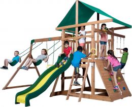 Backyard Discovery Mount Mckinley Cedar Wood Swing Set with Wood