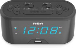 RCA RC571 Digital Alarm Clock Radio with Large Numbers Digital, Bundle of 2