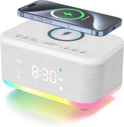 Broserengy Wireless Charging Alarm Clock Bedroom Wireless Digital