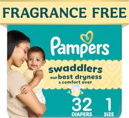 Pampers Swaddlers Diapers Hypoallergenic 32 Count, 14 lbs, Bundle of 3