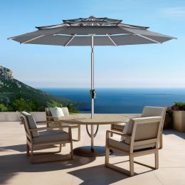 HOMSHADE 9ft 3-Tiers Aluminum Patio Umbrella Aluminum 9ft