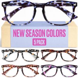 CCVOO +1.0 Clear Vision Reading Glasses for Women – 5-Pack Blue Light Filtering Glass 5-Pack, Bundle of 3