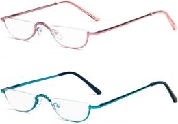 KoKoBin Half Reading Glasses 2 Pairs Metal Frame 1.50 Glass Metal, Bundle of 3